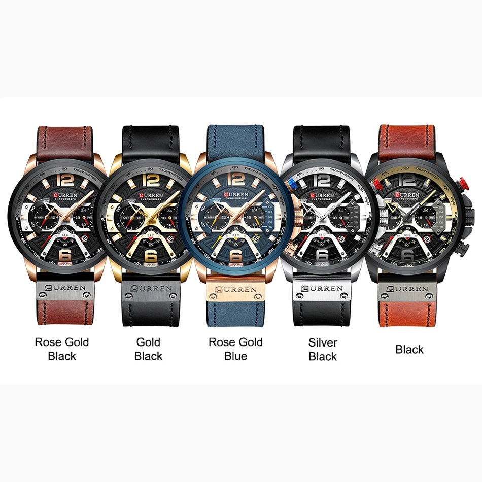 CURREN 8329 мужские часы Лидирующий бренд Роскошные спортивные часы с кожаным ремешком Модные кварцевые мужские часы с хронографом водонепроницаемые мужские часы