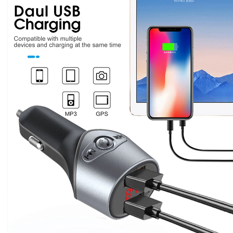 Устройство для автомобиля с двумя портами USB Bluetooth 5,0 MP3 плеер громкой связи Bluetooth приемник полный комплект плеера 5 V/2,1 xk88