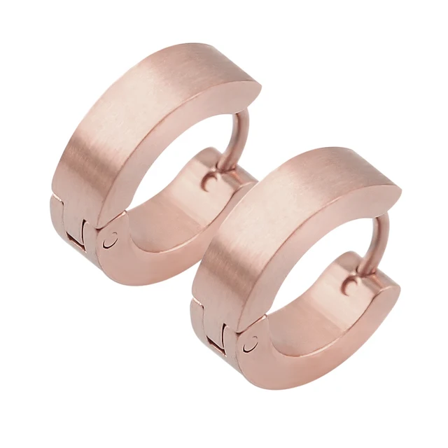 Stainless Steel Hoop Earrings for Women Men Black Rose Gold Plated Circle Round Earring Geometric Classic Cartilage Earrings EH355 Rose Gold