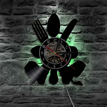 

LED CD Record Wall Clock Modern Design Creative Kitchen Watch Mute 3D Decorative Hanging Classic Vinyl Wall Clocks Home Decor