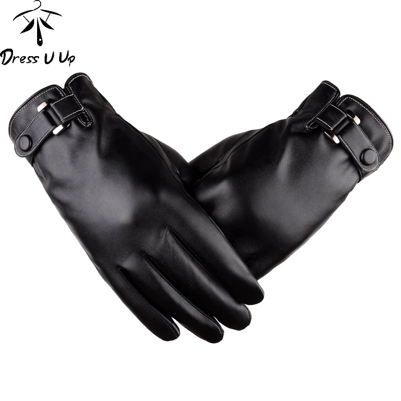 DRESSUUP мужские перчатки из искусственной кожи ветрозащитные теплые сенсорные перчатки зимние теплые варежки