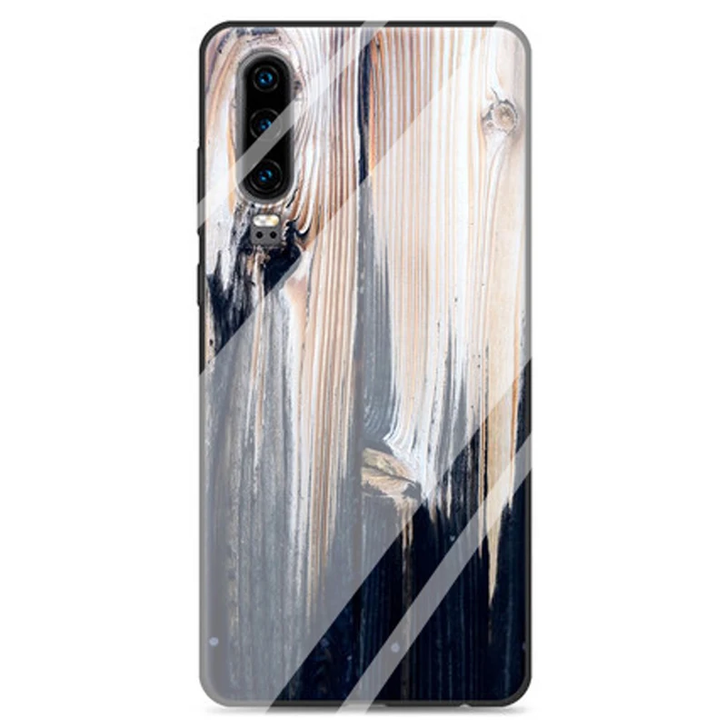 Чехол для huawei P30 из закаленного стекла с деревянным камнем и рисунком для телефона huawei P30 p30 Защитный чехол противоударный