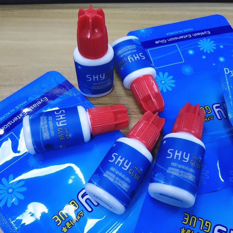 Free Shipping 1 bottle 1-2s dry time Most Powerful Fastest Korea Sky Glue S+ for Eyelash Extensions MSDS Adhesive,5ml Red Cap