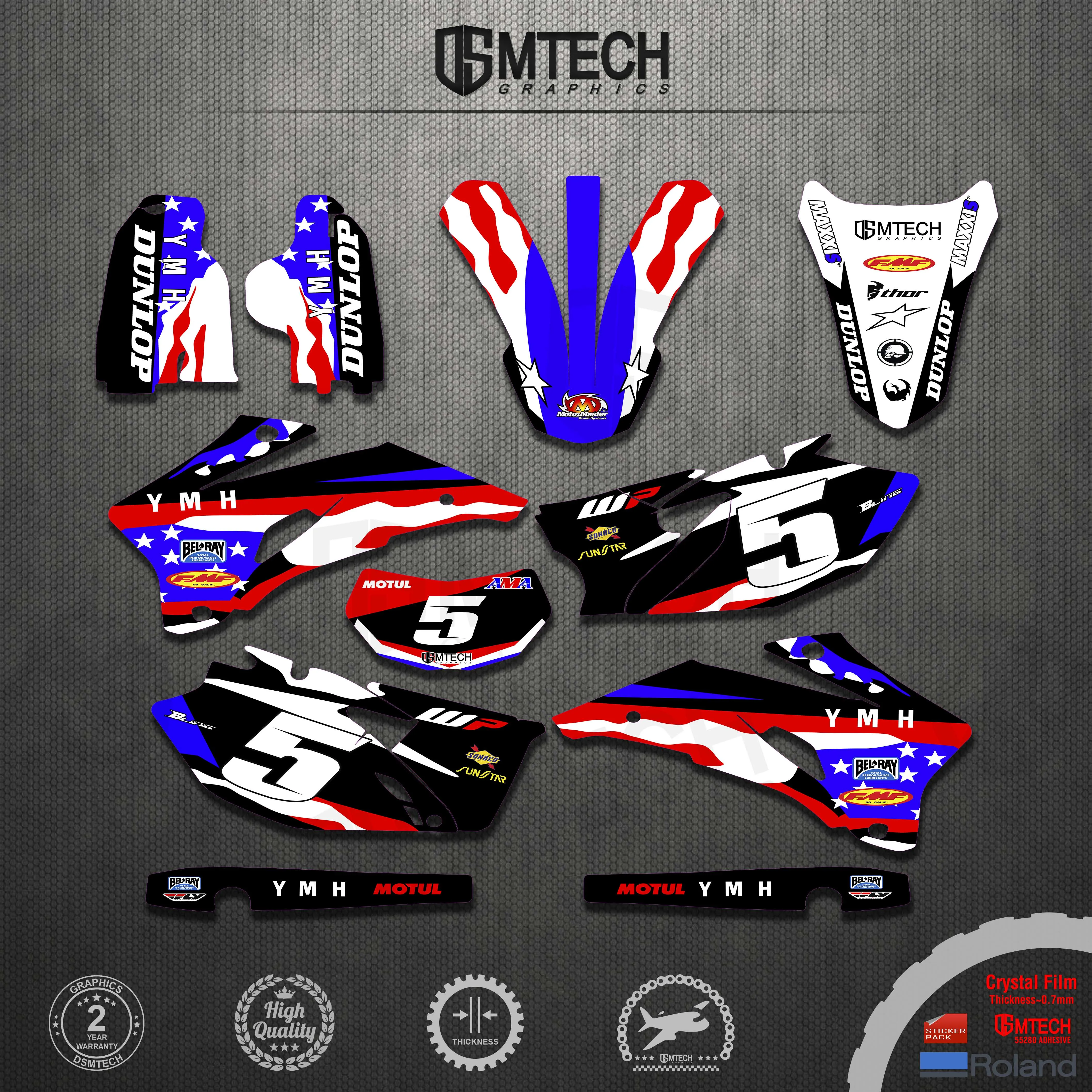 DSMTECH Full Graphics Decals Stickers Motorcycle Background Custom For YAMAHA WR250F WRF 250 2007-2014 WR450F WRF 450 2007-2011