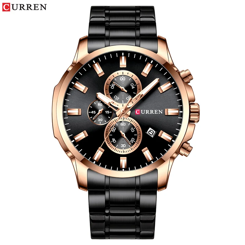 black watch Топ люксовый бренд Мужские часы CURREN Модные Повседневные кварцевые часы со светящимися стрелками Хронограф Дата нержавеющая сталь наручные часы - Цвет: black watch