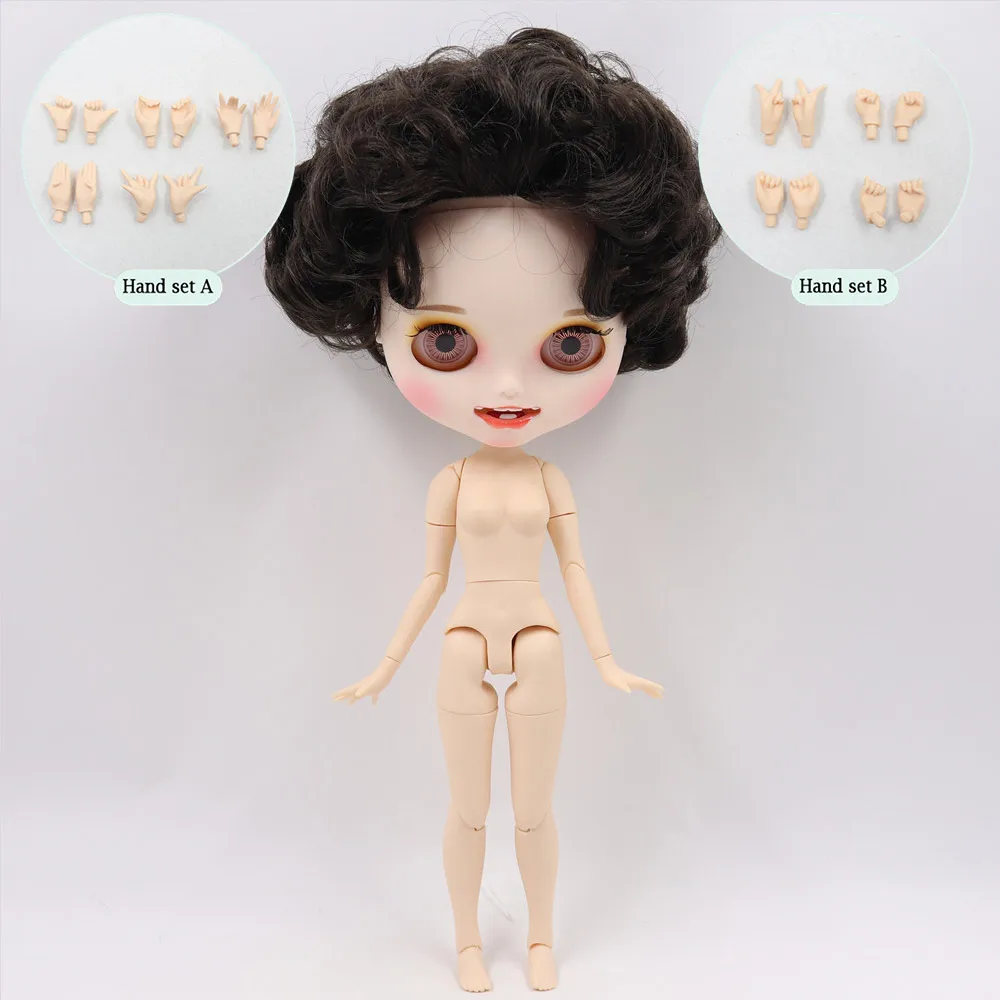 like the picture Ледяной обнаженный Blyth кукла No. BL950 черные волосы резные губы открытый рот матовый индивидуальные лица сустава тела 1/6 bjd - Цвет: like the picture