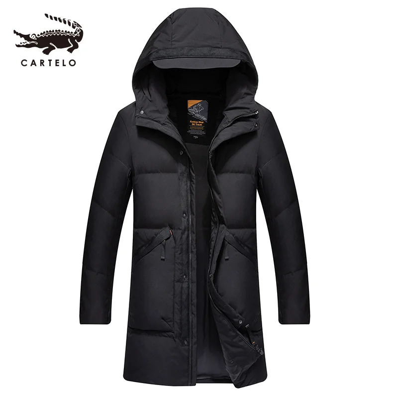 Для Мужчин's длинный белый пуховик на утином пуху Зимний толстый теплый с