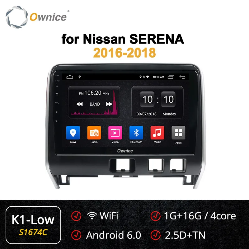 S1674 K1 LOW Ownice 2DIN Android 9,0 Восьмиядерный 360 панорама оптический K3 K5 K6 dvd-плеер для- Nissan Serena 4G LTE DSP - Цвет: S1674 K1 LOW