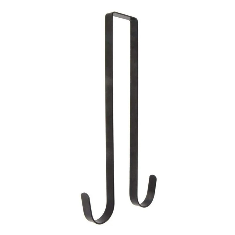 Double Wreath Hanger Hook Black Premium Over The Door Metal Double Sided Wreath Hanger Kitchen Hanging Storage Hook#2