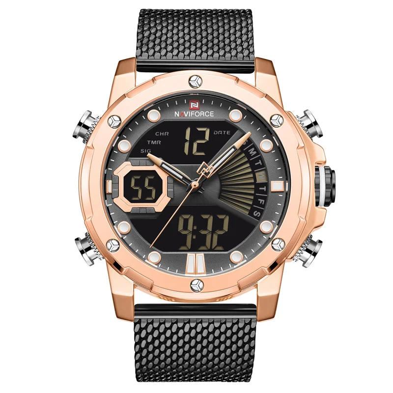NAVIFORCE Лидирующий бренд мужские модные роскошные золотые часы мужские s повседневные водонепроницаемые аналоговые кварцевые часы наручные часы Relogio Masculino - Цвет: Steel RG B