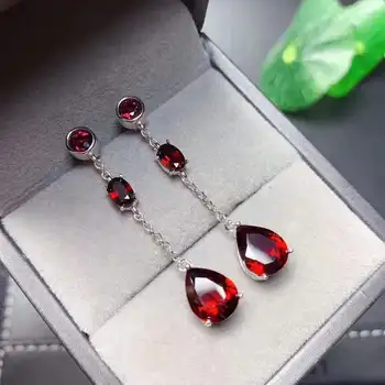 

Pakistan natural Garnet Earring 925 silver Gemstones Jewelry