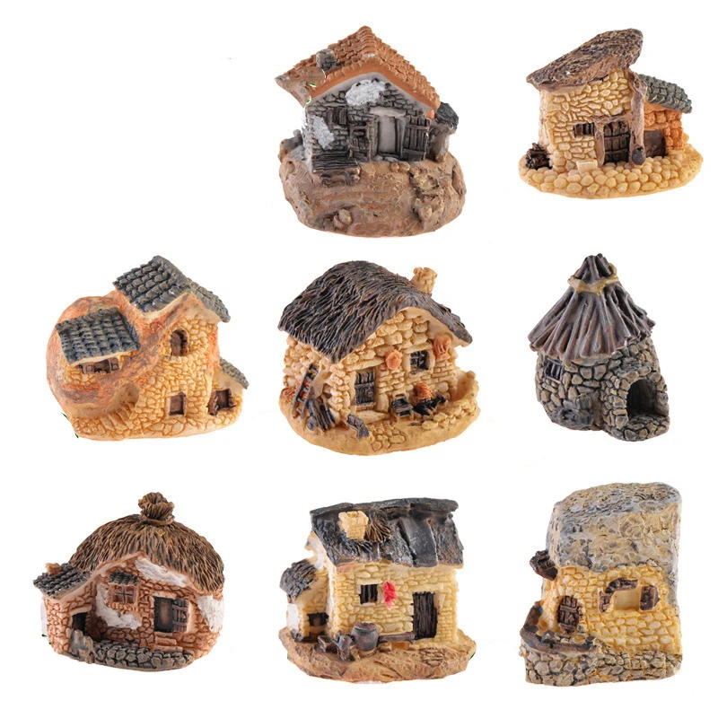 1Pcs Mini house Miniature Ornament Resin Craft Artificial Decor Accessories 