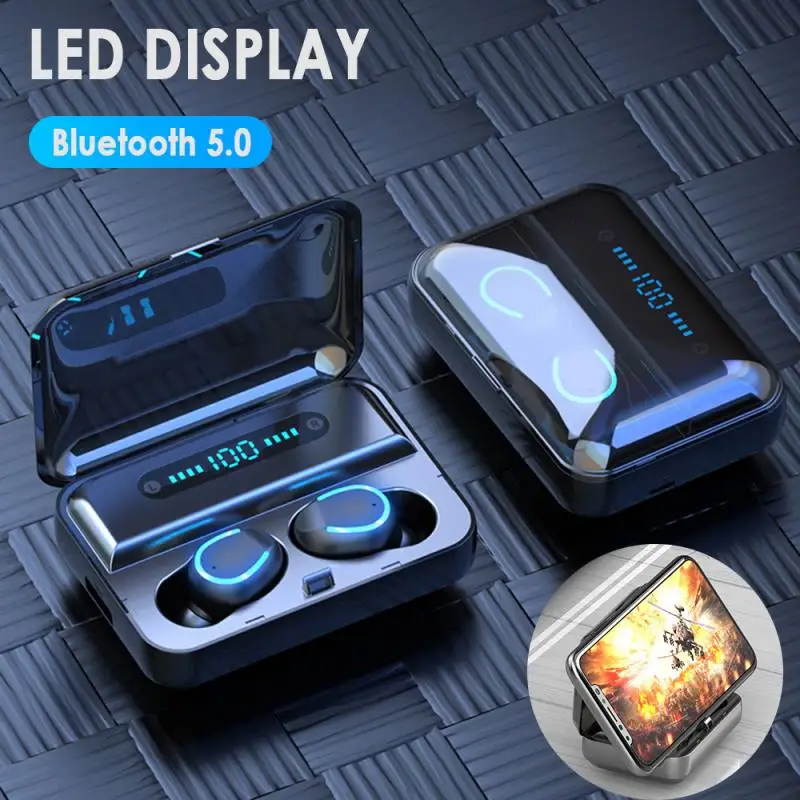 TWS F9 Bluetooth наушники 5 0 спортивная водонепроницаемая гарнитура музыкальные 3D