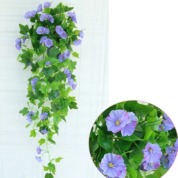 

Hanging Artificial Silk Morning Glory Imitation Flower Vine Wedding Darden Decor Fake Plant Vibrantly Color