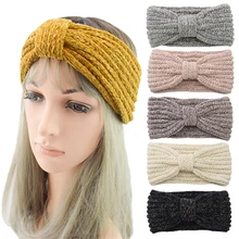 

Ladies Autumn Winter Knit Hair Bands Soft Head Wrap Thick Elastic Corduroy Headband Warm Wool Women Hair Accessories Headwear