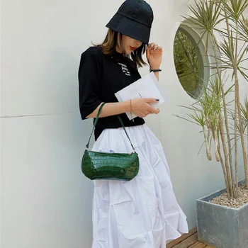 

Mini Stone Pattern Half Moon Axillary Bags 2020 Summer Brief Casual Crossbody Shoulder Bag for Women PU Leather Handbag Baguette