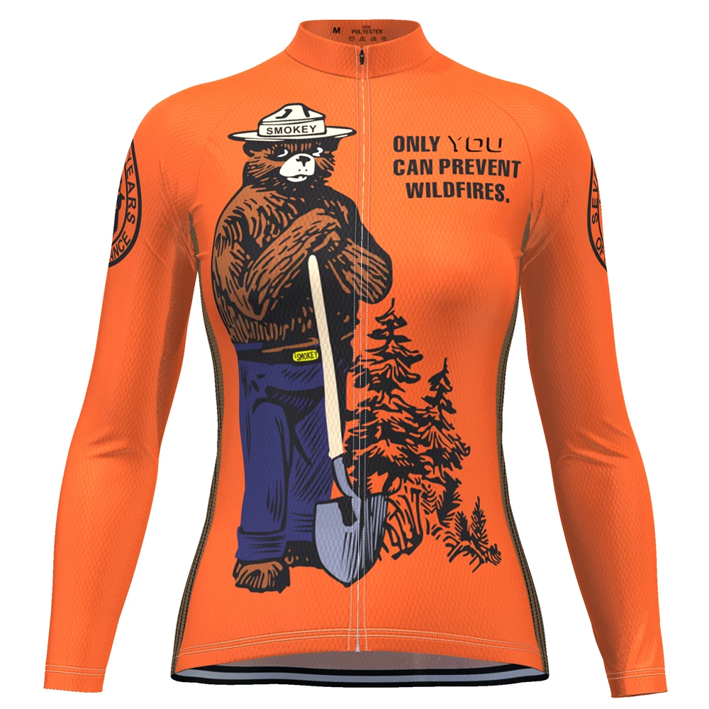 HIRBGOD, новинка, женская футболка с длинным рукавом для велоспорта, Американский медведь, дымчатый оранжевый топ для велоспорта, одежда для велоспорта, TYZ082-04