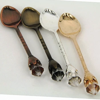 

HOT SALE Retro Crystal Head Tea Coffee Spoon Condiment Scoop Dessert Ladle Scoop
