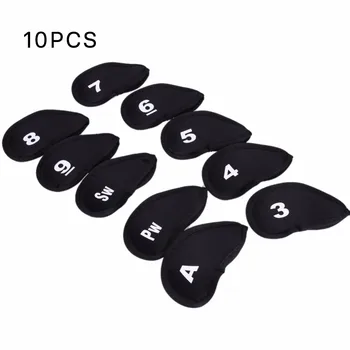 

10pcs Blue Golf Head Covers Club Iron Putter Head Protector Neoprene Cover Golf Accessory 3,4,5,6,7,8,9,AW,SW,PW