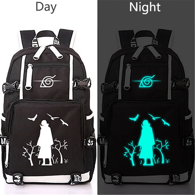 2-Luminous Аниме Наруто светящаяся сумка для ноутбука школьная сумка Акацуки рюкзаки usb зарядка для отдыха дорожная сумка для подростков студентов Мужская Mochila - Цвет: 2-Luminous