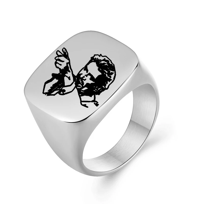 Jonny Hallyday фото панк Рок широкие кольца для мужчин и женщин ювелирные изделия Черный Серебряный нержавеющая сталь хип хоп мужское кольцо