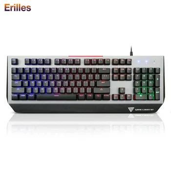 

Waterproof Multimedia Mechanical Keyboard USB Wired Metal Panel 7 Color Backlight Keyboard Gaming PC Computer Keyboards LOL