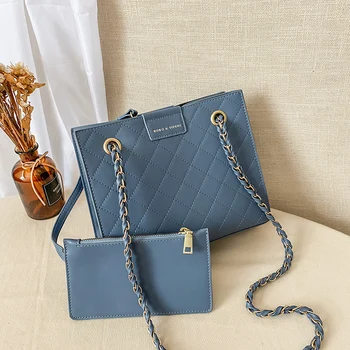 

2 Sets Women Shoulder Bag 2020 Fashion Diamond Lattice Women's Handbags Pu Leather Ladies Casual Tote Bags Purses and Handbags