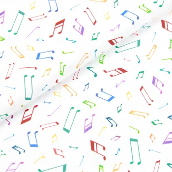 

half yard plain cotton fabric white bottom with musical notes print handmade DIY garment dress shirt cloth CR-598