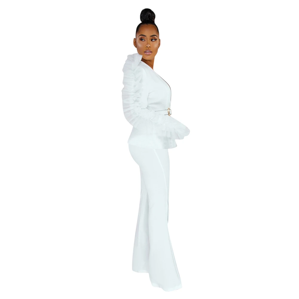Tsuretobe осенние сетчатые лоскутные женский комплект 2 шт. с длинным рукавом блейзеры и брюки зимние офисные женские костюмы одежда с v-образным вырезом женские