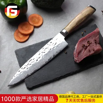 

Hammer Damascus 8 Inch Steel Chef Knife Logs Handle Multi-Purpose xi shi cai Cuisine Chef's Knife Gift Box