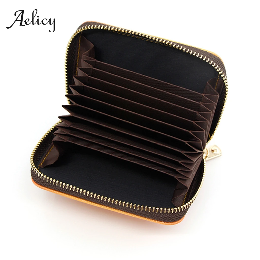 

Aelicy Leather Organizer Business RFID Credit Card Holder Fashion Gradient Minimalist Women Travel Card Bag Men Small Wallet