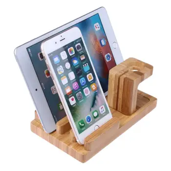

3 IN 1 Docking Station Bamboo Wood Charge Holder Multi-Function Docking Station Bracket phone stand bracket For Apple Watch