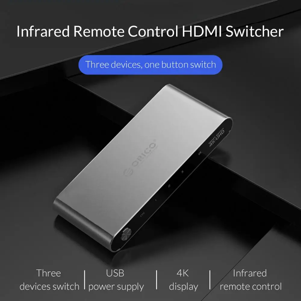 ORICO HDMI сплиттер переключатель 3 порта 4 к HD 1 к 3 порта HDMI коммутатор концентратор сплиттер инфракрасный пульт дистанционного управления для PS3 игр