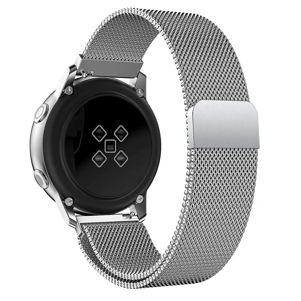 Silver Браслет для часов Sumsang Galaxy Watch Active 2 ремешок 40 мм 44 мм Металл Нержавеющая сталь магнитный 20 мм ремешок для активных часов - Цвет: Silver