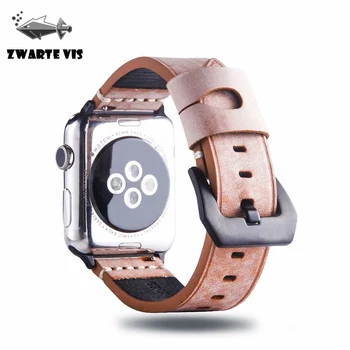

Top cowhide Genuine Leather waxed matte for apple watch band 44mm 40mm 42mm 38mm for iWatch serice1/2/3/4/5 women men watchband