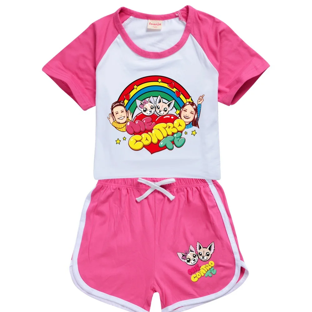 Boys Cartoon Me Contro Te Short Sleeve Tshirt + Shorts 2pcs Children Clothes Sport Suit Girls Pajamas Sets Spring Kids Sports