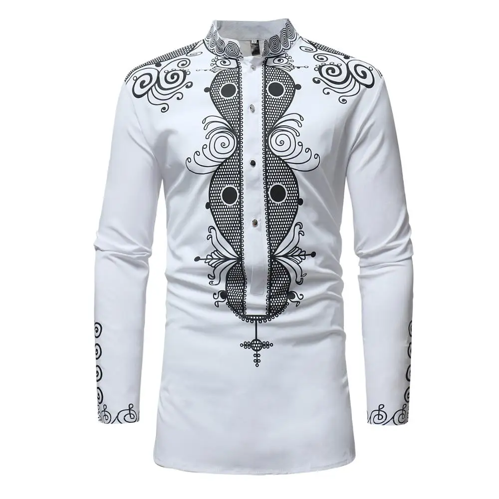 Мужская африканская племенная Дашики одежда брендовая новая рубашка с длинным рукавом мужская африканская одежда хип-хоп Уличная одежда Camisas Hombre 3XL