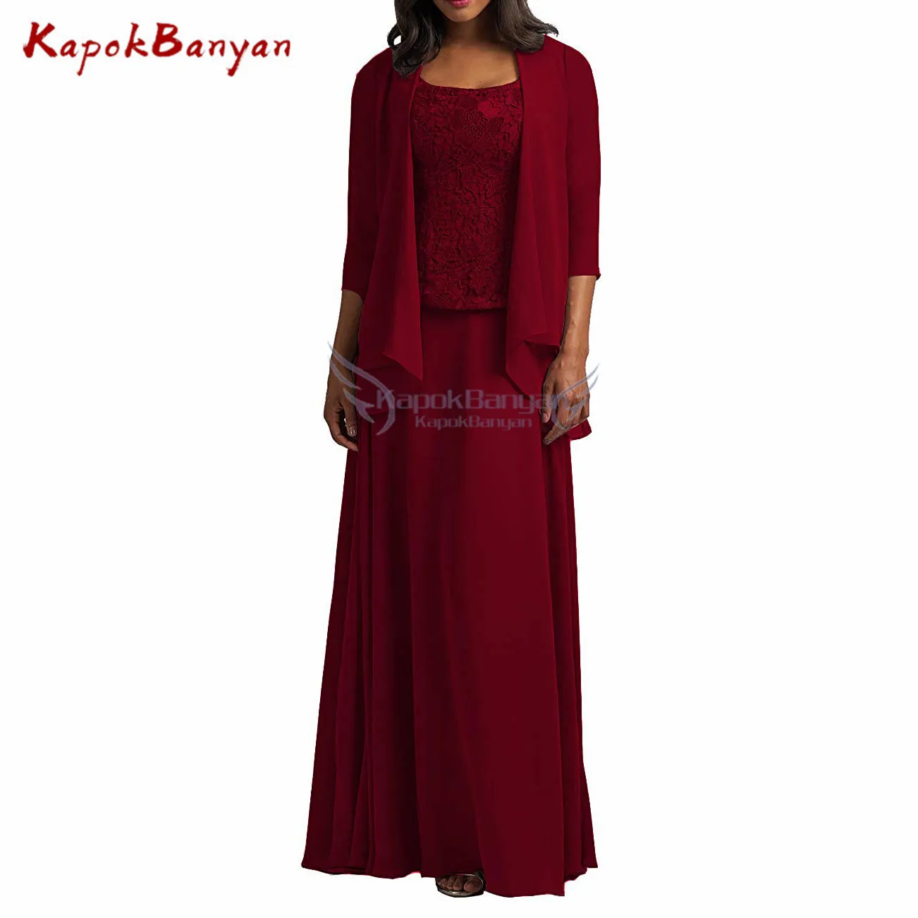 3 предмета, платье для матери невесты с шифоновым жакетом, ТРАПЕЦИЕВИДНОЕ кружевное платье в пол для мамы, vestidos de fiesta de noche