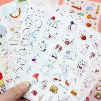 

6 pcs/SET Cute Molang Rabbit PVC Paper Sticker Diy Decoration Sticky Album Diary Scrapbooking School Supplies