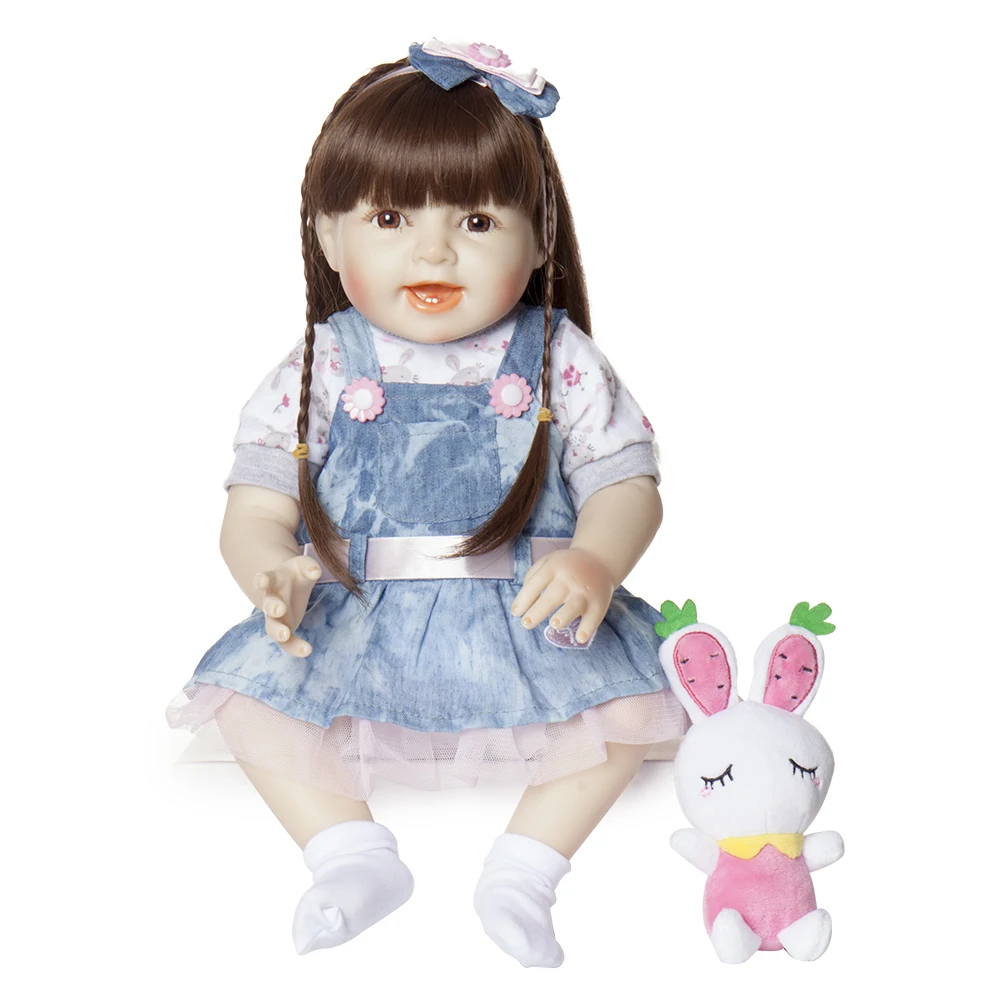 1" 48 см полностью тело волосы игрушка кукла Bebe Reborn Мягкие силиконовые реалистичные игрушки для детей Детские гладкие виниловые тела прекрасный ребенок