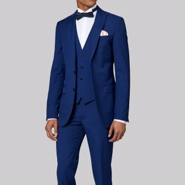 Custom Made Royal Blue Groom Tuxedos for Wedding Mens Suits Prom Party Stage Costumes 3 Piece Man Set Jacket Pants Vest | Мужская одежда