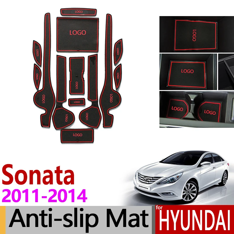 Автомобильный гаджет, коврик для hyundai Sonata YF i45 2011 2012 2013, аксессуары, гелевая накладка, резиновый слот для ворот, коврик для чашек, Tapis Voiture