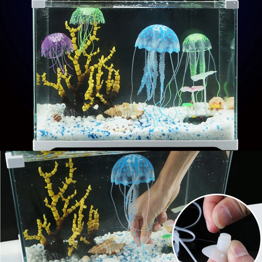 Artificial Swim Glowing Effect Jellyfish Aquarium Decoration Fish Tank Underwater Live Plant Luminous Underwater Pet Decor