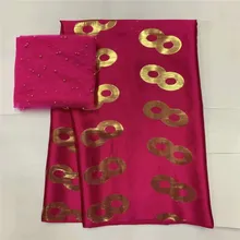 Африканская мягкая шелковая ткань для одежды, аккуратная вышивка на золотом и фиолетовом сатиновом материале со швейцарской вуалью, кружевная ткань LXE100508