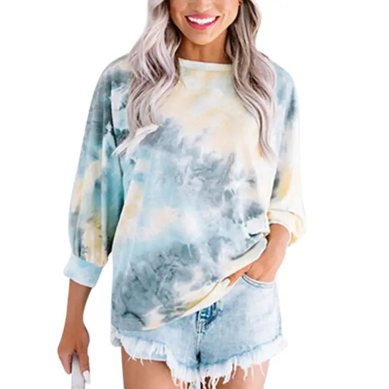 

ROPALIA Autumn Long-sleeved T-shirt Female Round Neck Knitted T-Shirts Round Neck Printed Tops
