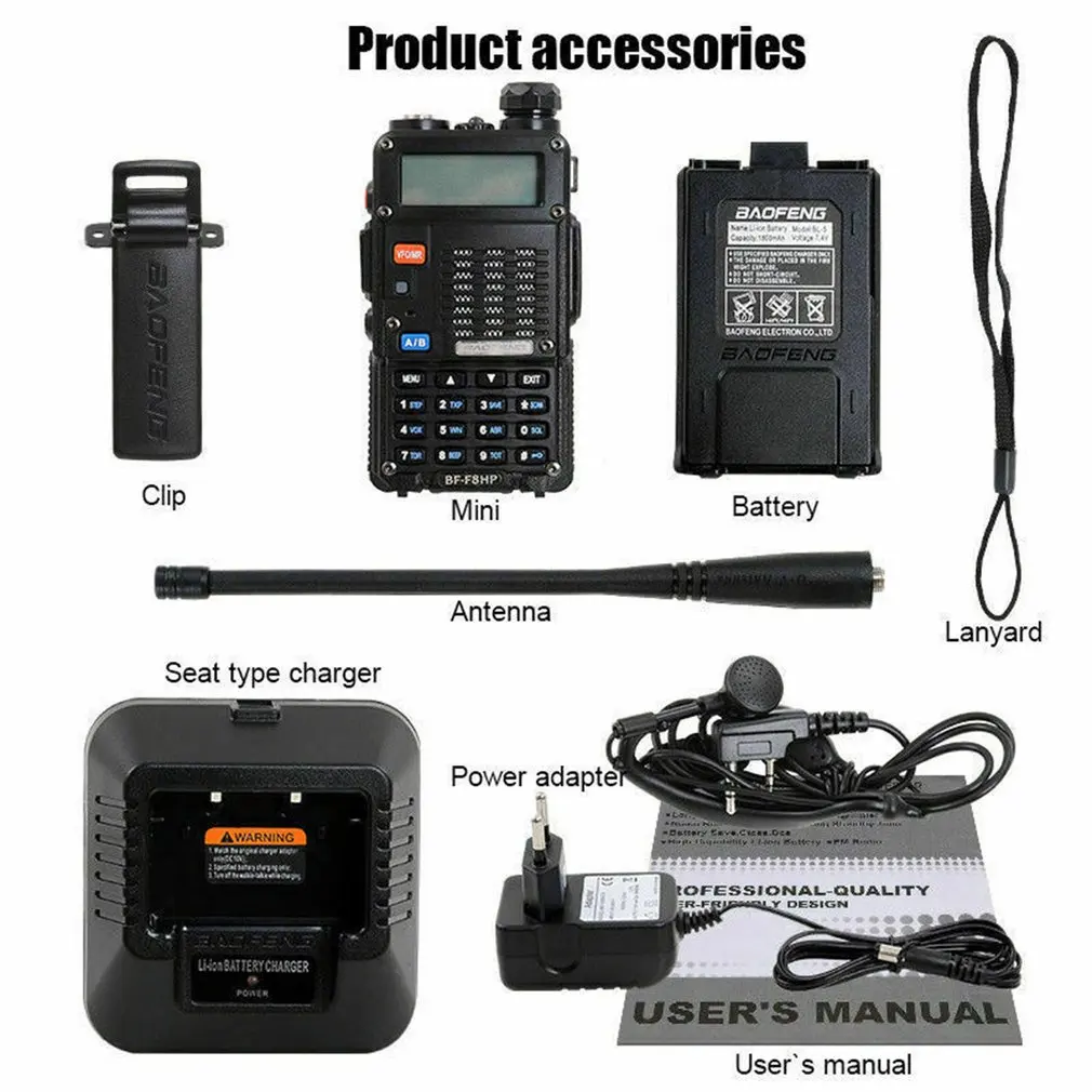 

Baofeng 7W BF-F8HP Walkie Talkie VHF/UHF Dual Band Dual Display Portable CB Ham Radio Station Amateur Police Scanner Radio