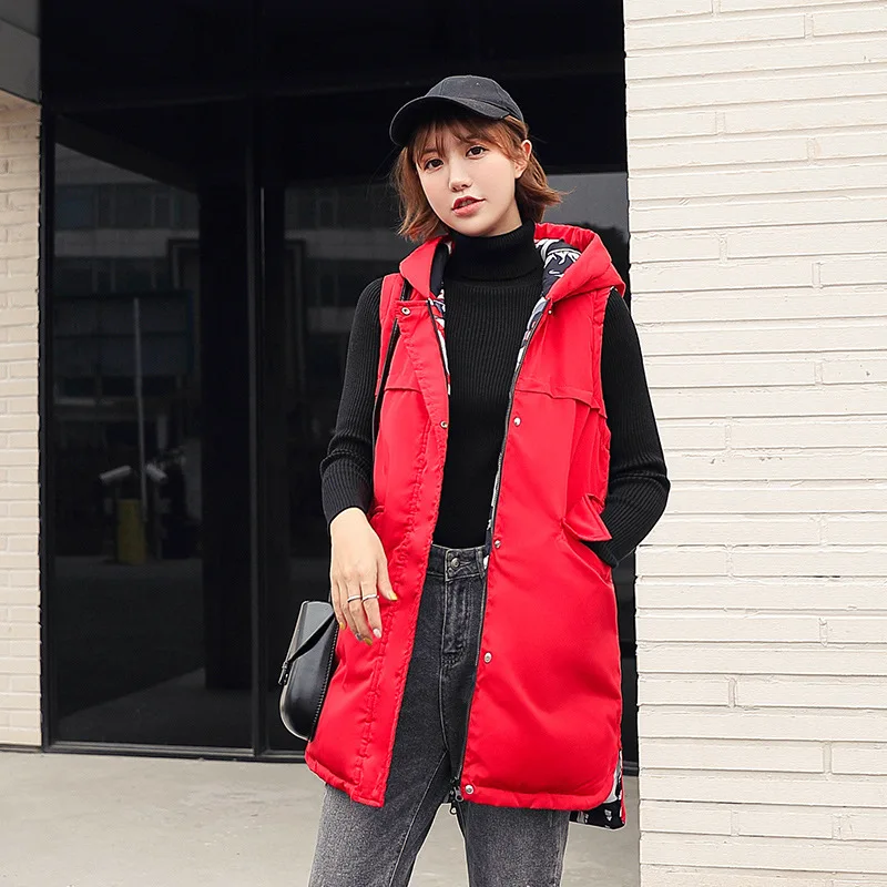 

2019 Waistcoat WOMEN'S Dress New Style Mid-length Vest Autumn Korean-style Two Surface Service Students Large Size Sleeveless Co
