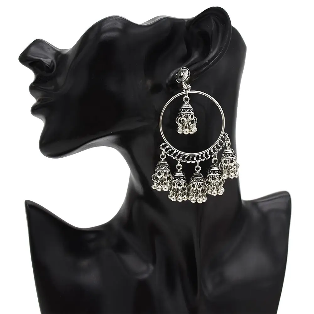 Болливуд оксидированный серебро золото ручной работы jhumka Jhumki этнические серьги ювелирные изделия для женщин большая кисточка Афган индийские висячие серьги