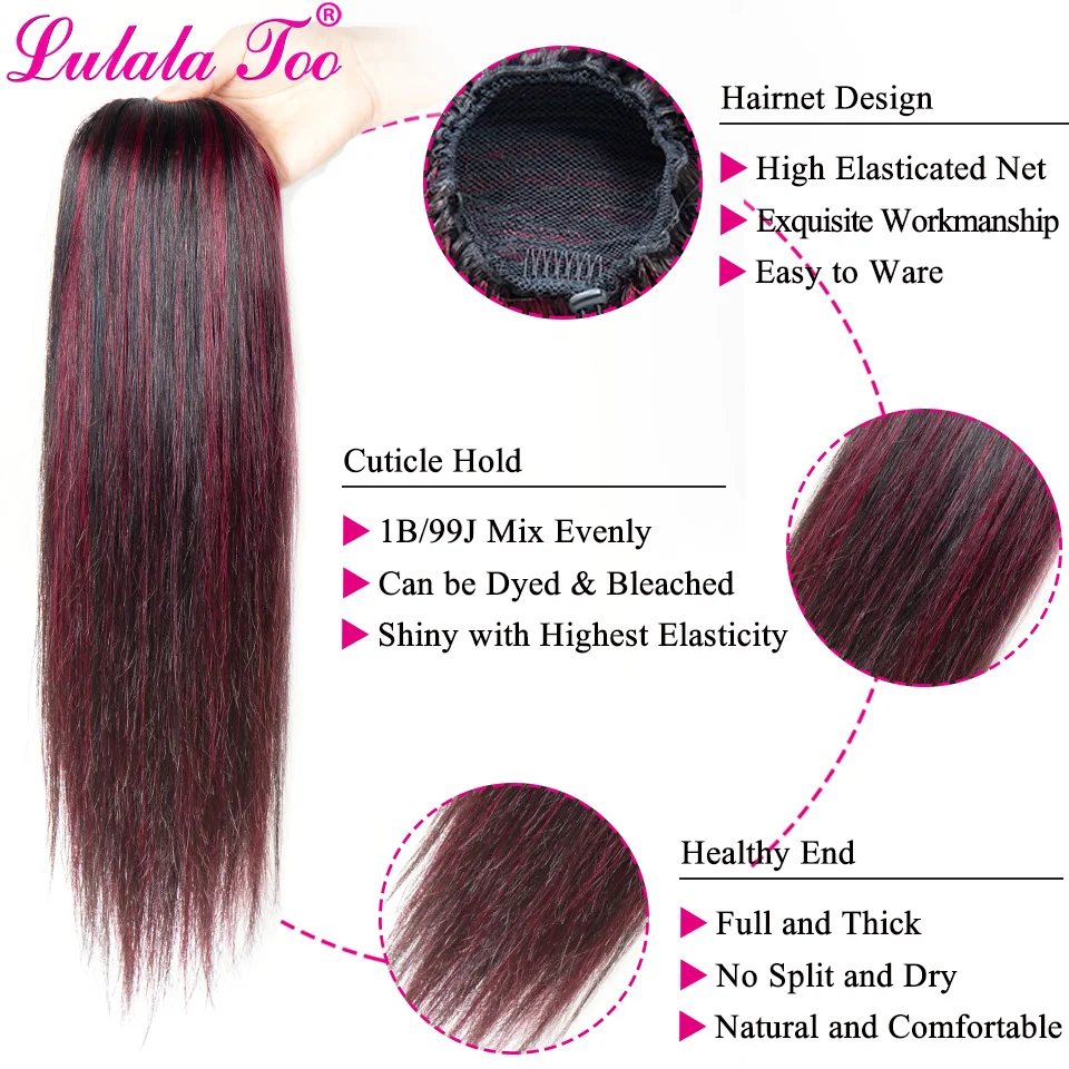 Прямые 1B/99J смешанные цвета шнурок конский хвост человеческие волосы бразильский зажим для наращивания для черных женщин Ariana 1"-22" Yepei Pony