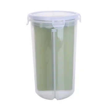 

1 pc Grain Storage Tank Transparent 4-grid Plastic Kitchen Cereal Crisper Sealed Can with Lid for Dry Food Rice